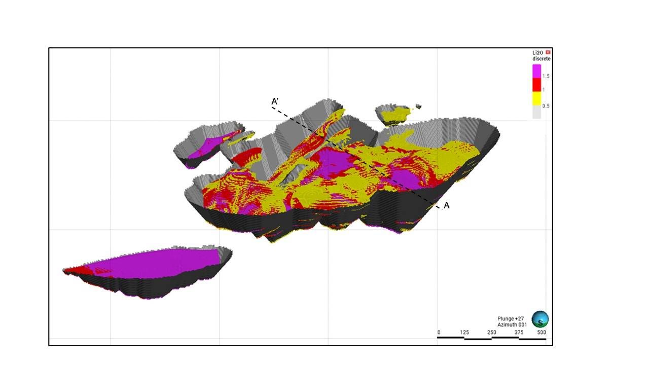 Figure 2: 3D View of the Resource Estimate (Looking North)
